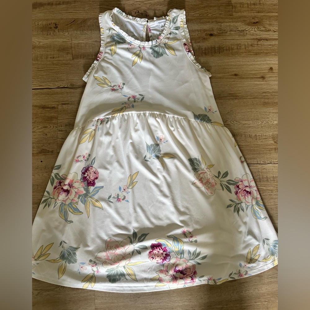 Eyeshadow Floral Mini Dress in Cream and Pink